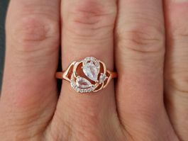 Ring mit Zirkonia, vergoldet 585, 2.2g, size 9 (59)