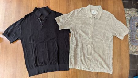 Poloshirts kurzarm schwarz+beige in Grösse L