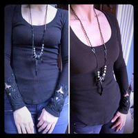 Free People Thermo Shirt Pullover mit Spitzen XS Goa Gothik