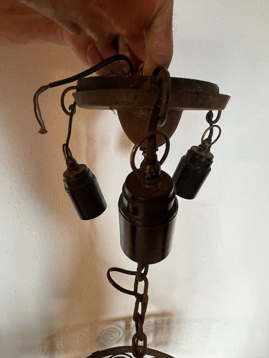 Kronleuchter & Deckenlampen: Vintage Eisen Lampe, Deckenlampe, Durchmesser 47cm Top! – Gebraucht aus Maur von Mikado11 2