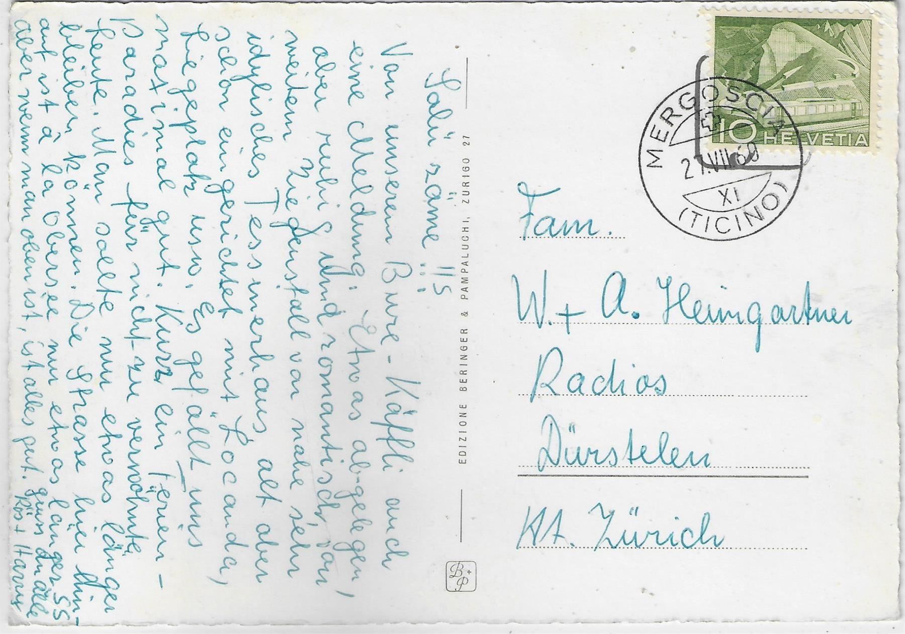 Cartoline postali: Mergoscia - Vue generale – Usato da Ettingen venduto da Kartenplanet 1