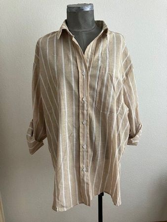 Chemise rayée beige et blanche, TL