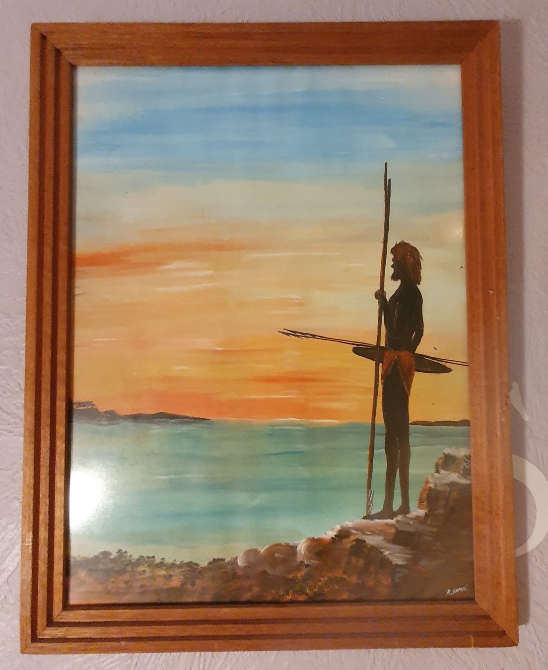Dipinti: Original Ölgemälde "Aboriginal" von R. Sampi, gerahmt – Usato da St. Pelagiberg venduto da cla_2ngw