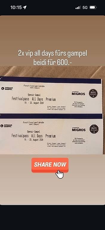 Tickets: OpenairGampel Tickets – Gebraucht aus Domat/Ems von ste_dd69