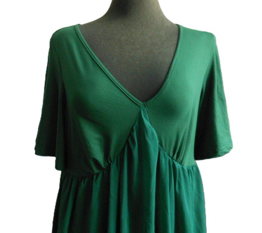 Vestiti: ca. Gr. 46 grünes Stretch Kleid tiefer Ausschnitt – Usato da Basel venduto da frausommerwind 5