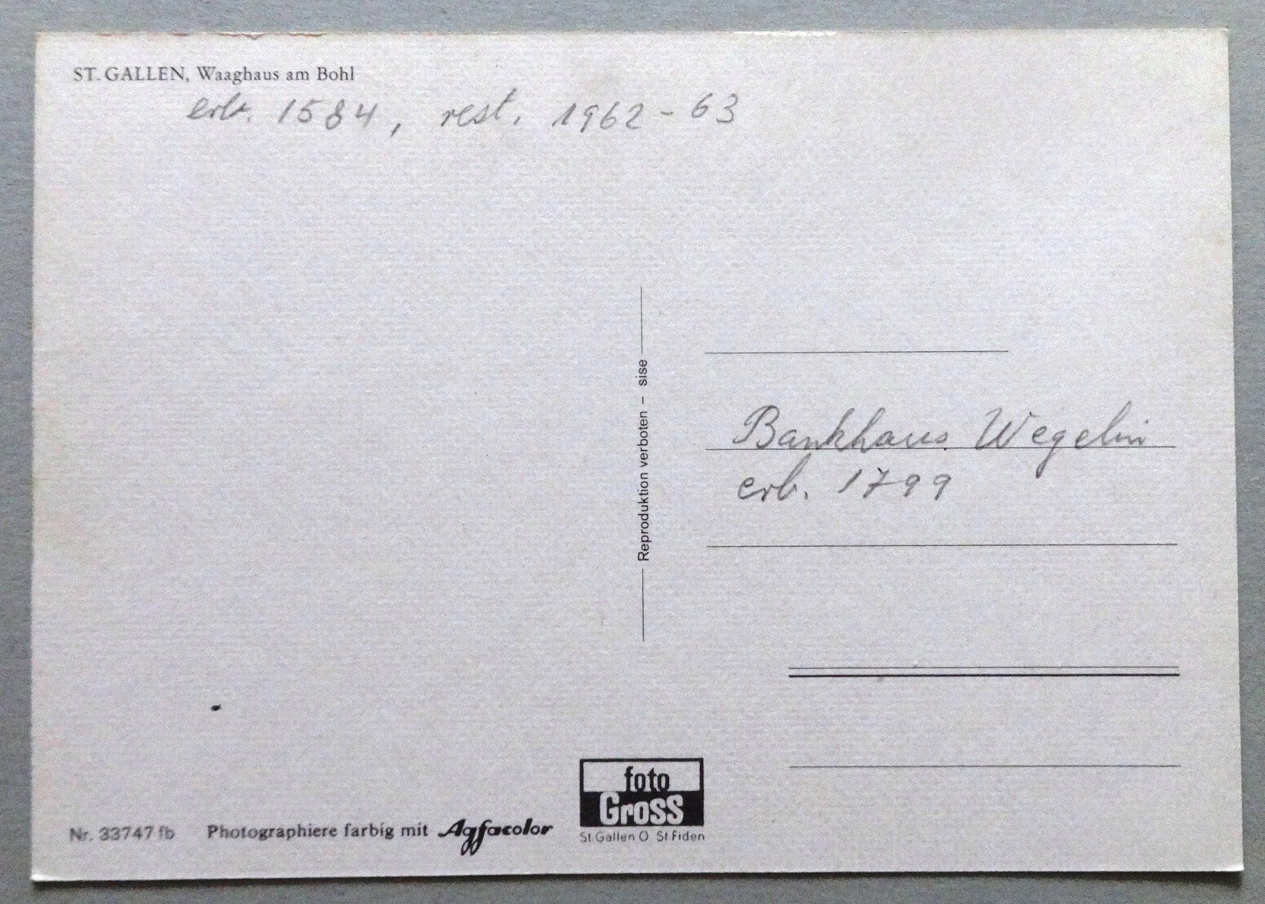 Cartoline postali: St. Gallen, Waaghaus am Bohl – Usato da Fétigny venduto da Billy2miny 1