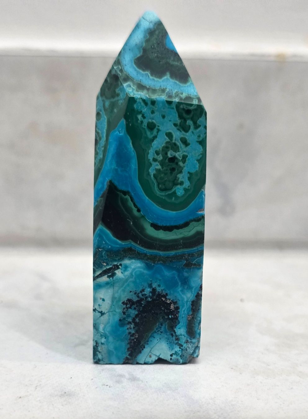 Minerali & Pietre curative: Malachit-Chrysokoll Obelisk 109g – Nuovo e nell'imballaggio originale da Matzingen venduto da Shay_Crystalz 1