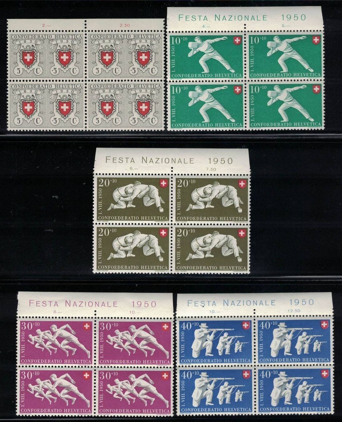 Tutti i francobolli: 1950 (B46-B50) ** – Nuovo (secondo la descrizione) da Birsfelden venduto da jas54