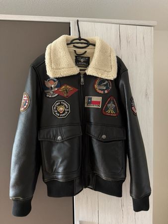 Blouson aviateur Top Gun noir avec patchs taille M