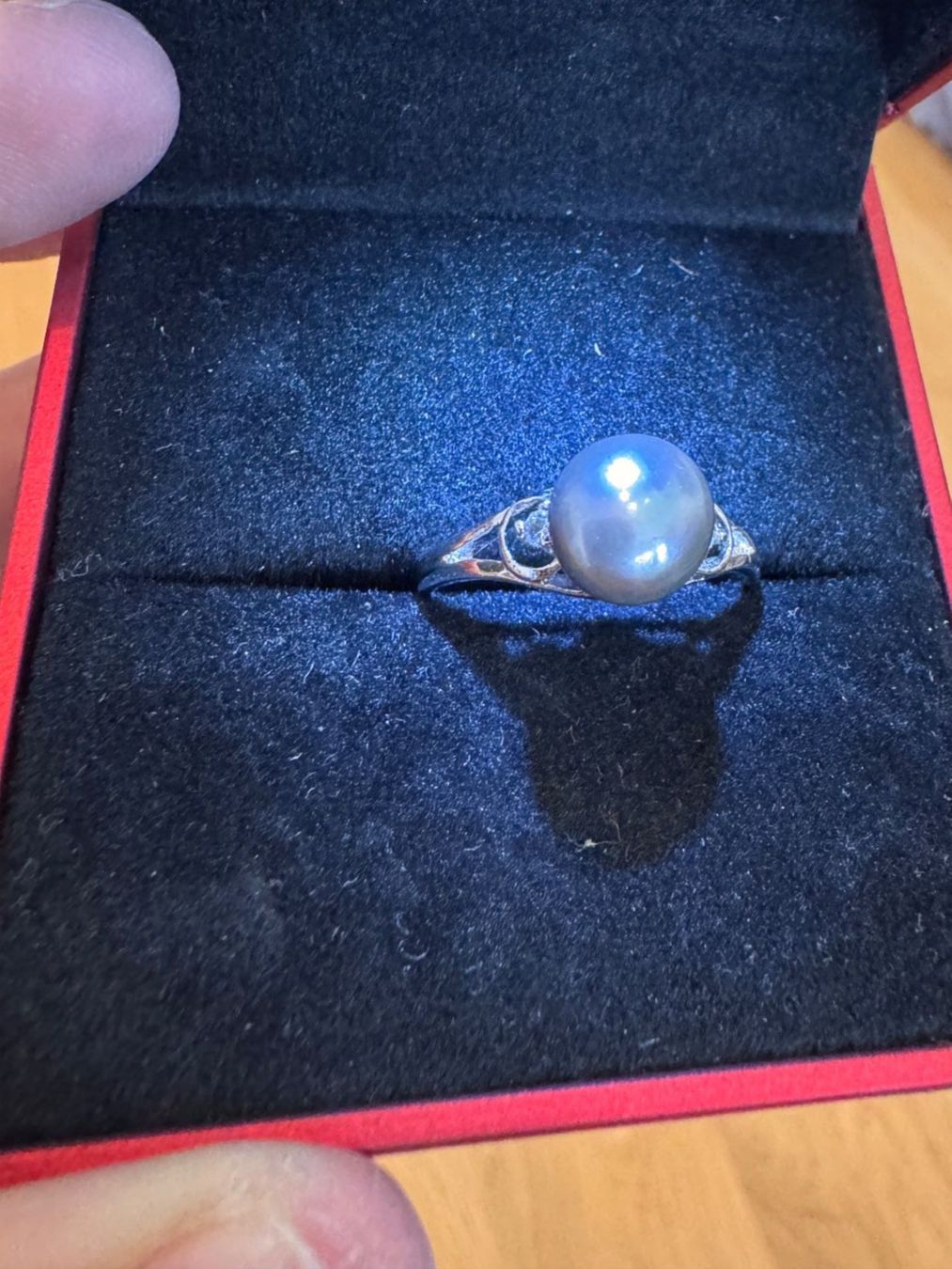 Ringe: Eleganter 925 Silberring mit edler dunkler EchtPerle Gr.58 – Gebraucht aus Zürich von hanna1990 2