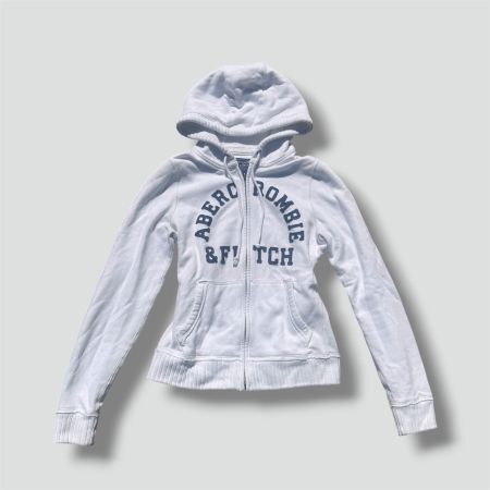 Abercrombie & Fitch Y2K white zip-up hoodie retro jacke