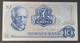 10 KRONEN / NORWEGEN 1977 (BANKFRISCH)