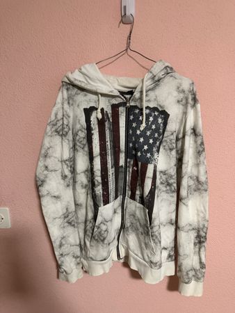 Giacca con cappuccio, leggera, design bandiera USA, XL