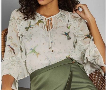 Ted Baker Neck Tie Top Bluse 🩵🩵 Blouse