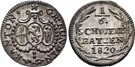 Graubünden: 1/6 Batzen (Bluzger) 1820 +++ TOP +++
