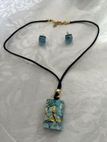 Murano-Glas Schmuckset Anhänger & Ohrstecker, ungetragen