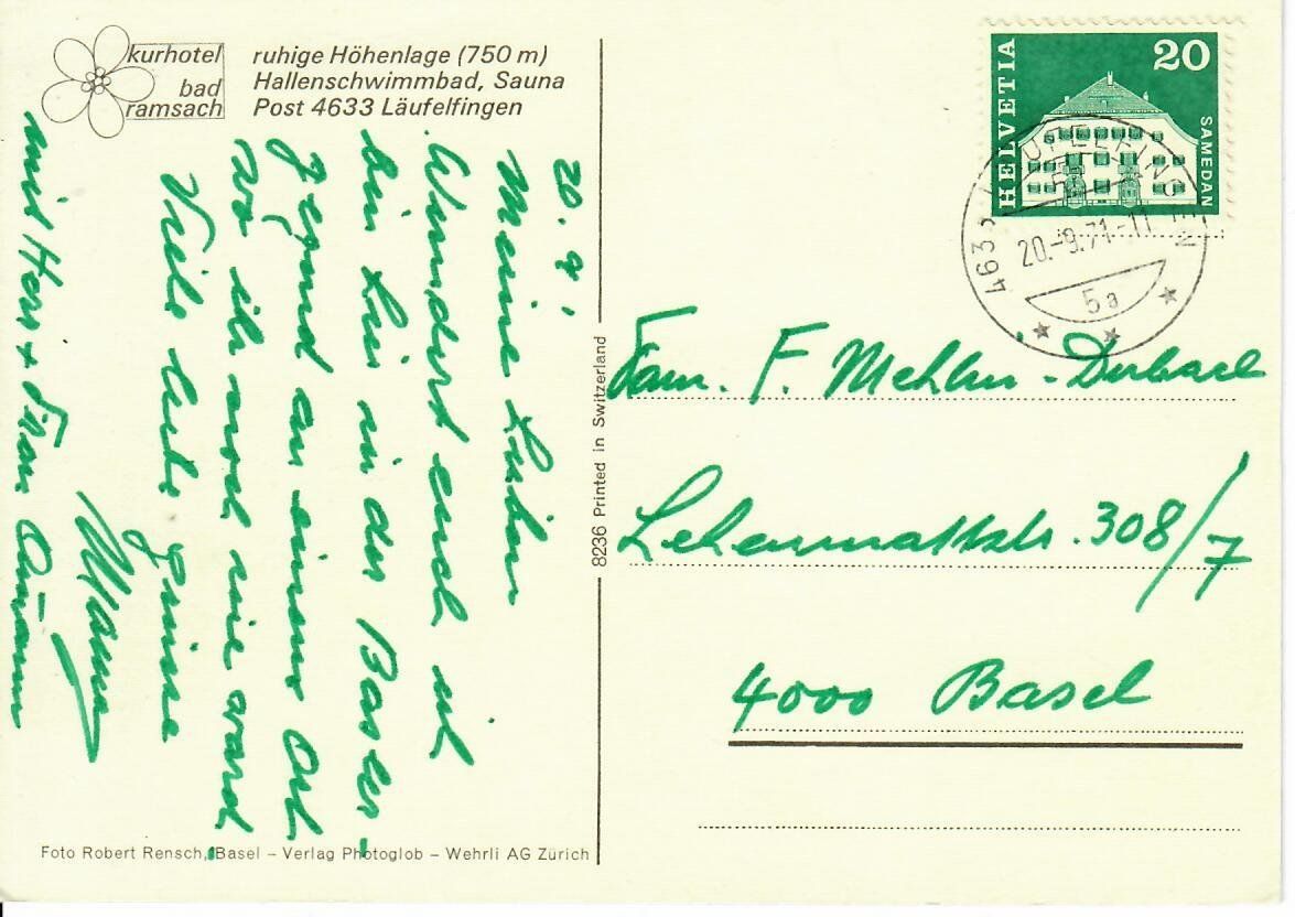 Cartoline postali: Kurhotel Bad Ramsach - Läufelfingen – Usato da Hochdorf venduto da Ziegel-16 1