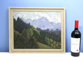 H. Michaud, Gemälde Gebirgslandschaft, Oel auf Platte,