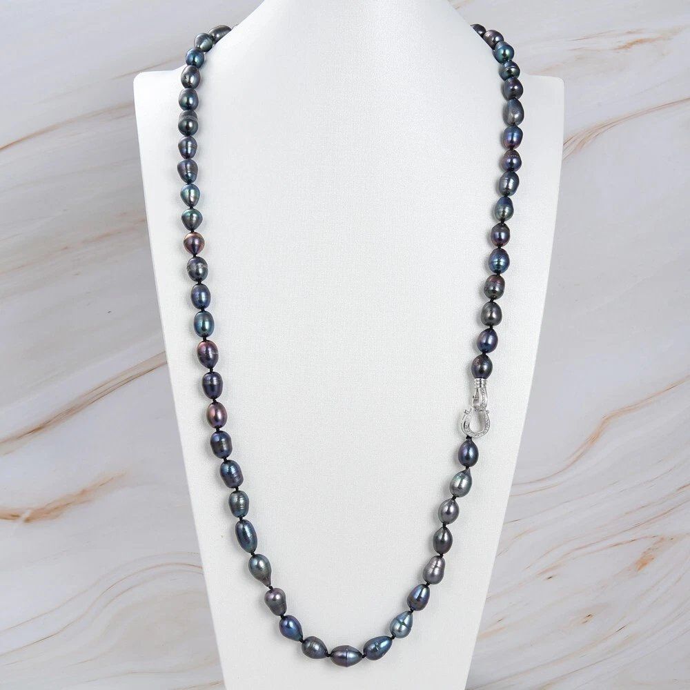 Ketten: Lua 90 cm schwarz Perlen Kette Collier Style Echt Perle Noir – Neu (gemäss Beschreibung) aus Prilly von ilyria73