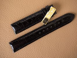 Luxus: echt Krokodil NOS 18mm black-black Croco 18 Uhrenband