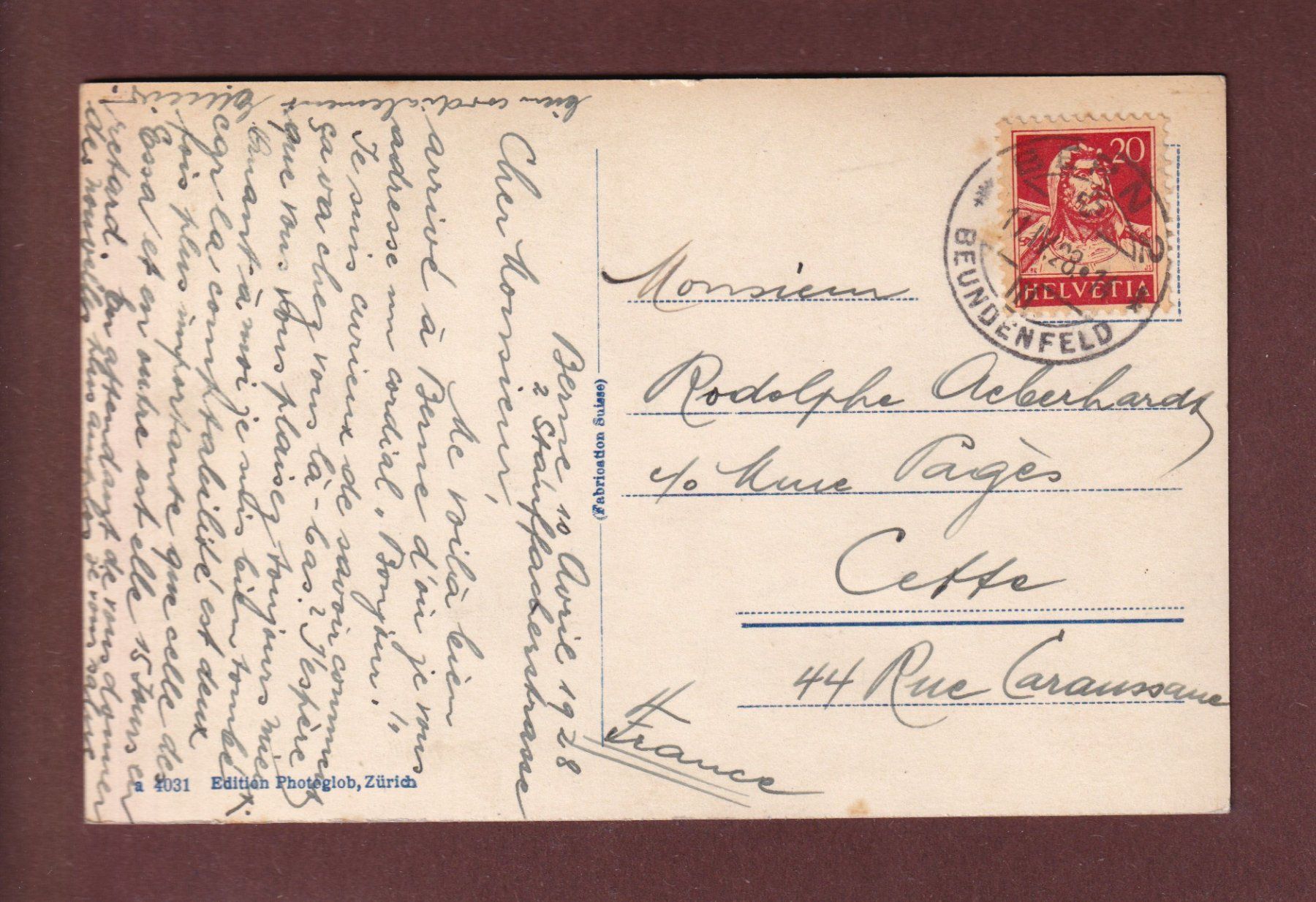 Cartoline postali: BERN - Kirchenfeldbrücke - Kasino - 1928 – Usato da Pully venduto da nicecards-shop 1