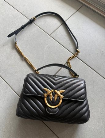 Pinko Handtasche Leder Schwarz 🦢 TOP Zustand CH