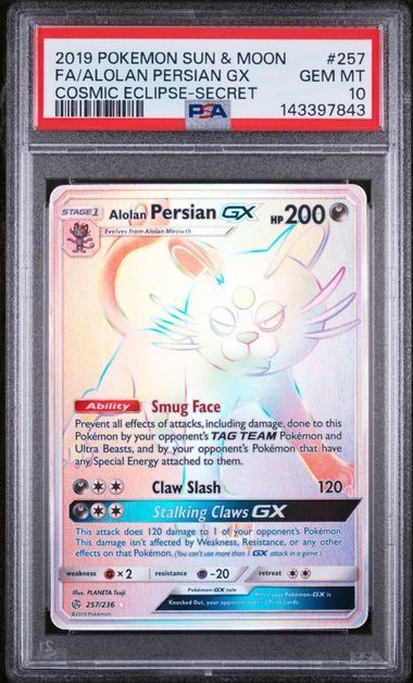 Pokémon Sammelbilder & Trading cards: Pokemon Alolan Persian EX 257 PSA 10 Cosmic Eclipse – Gebraucht aus Zürich von picollector