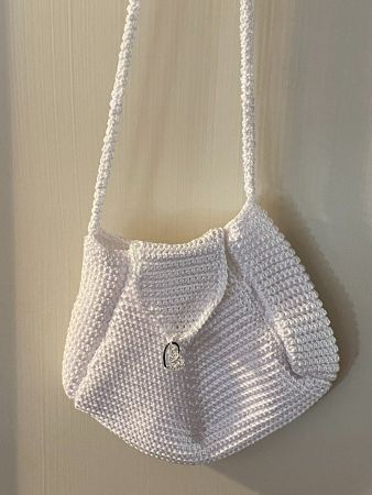 VINTAGE HANDTASCHE WEISS,HANDGEMACHT