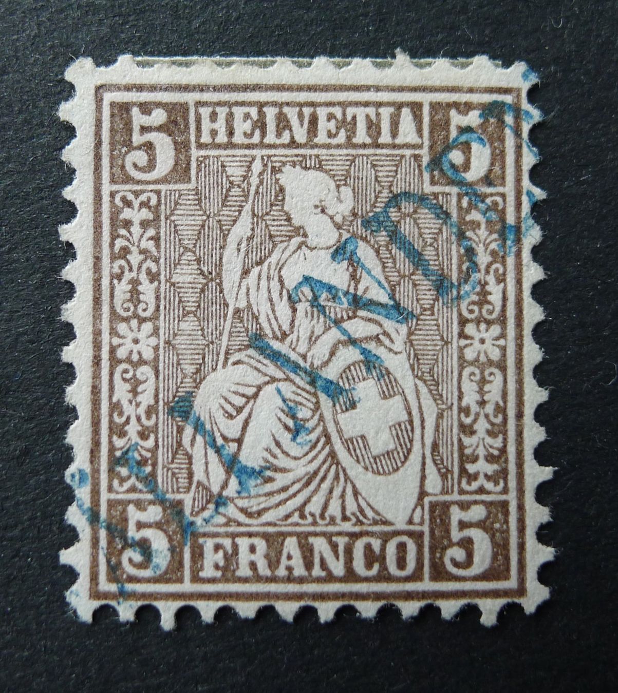 Alle Briefmarken: Nr. 30, blauer Stabstempel FÄLLANDEN ZH – Gebraucht aus Ebikon von SilvioFreund