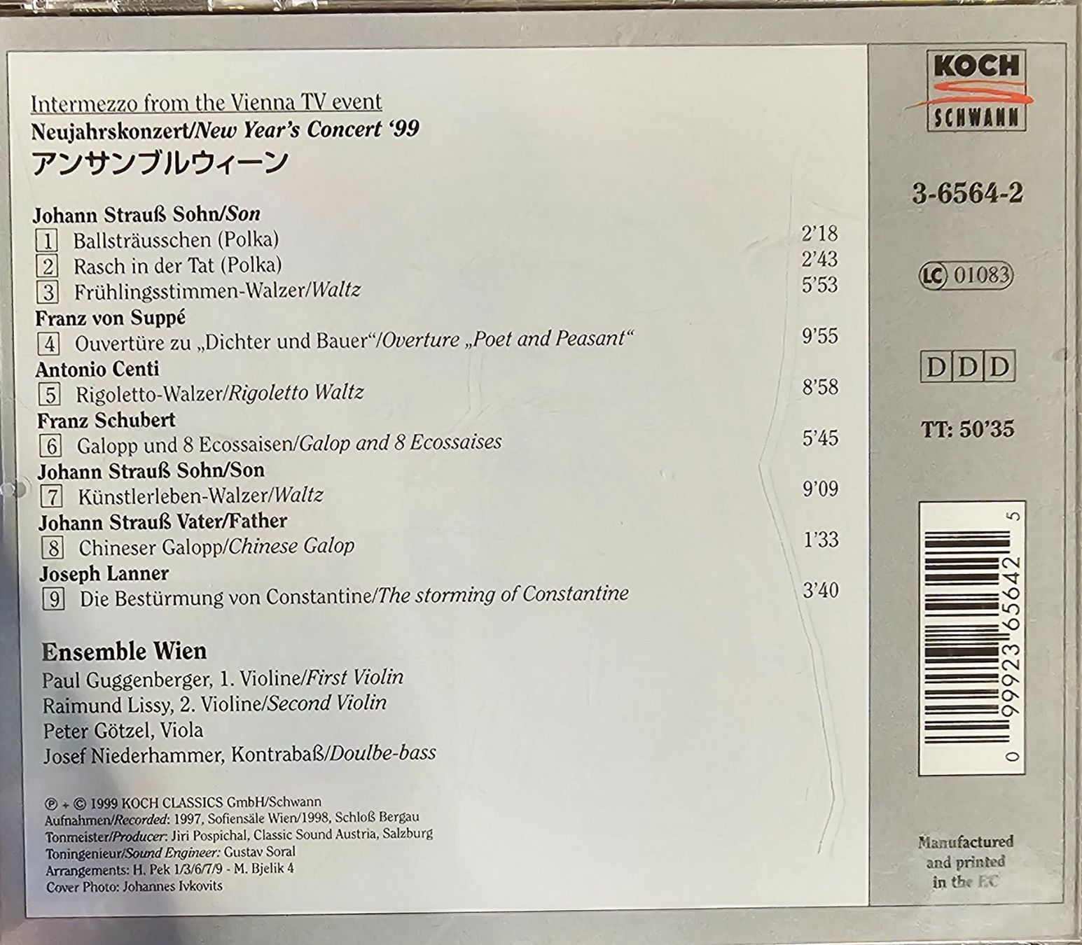 CD: Ensemble Wien - Neujahrskonzert '99 – Usato da Wahlen b. Laufen venduto da Cg10 1