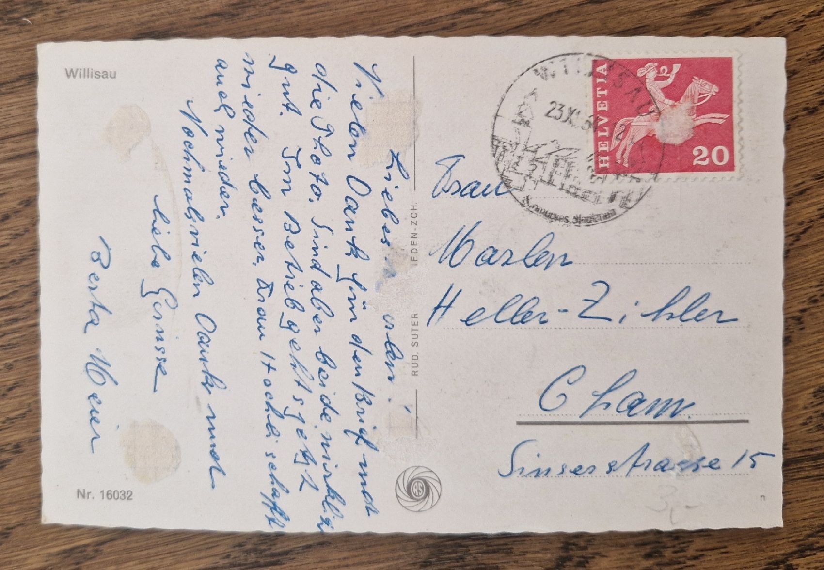 Ansichtskarten: AK Willisau v. Berta Meier an Marlen Heller in Cham 1964 – Gebraucht aus Ebikon von Donar50 1