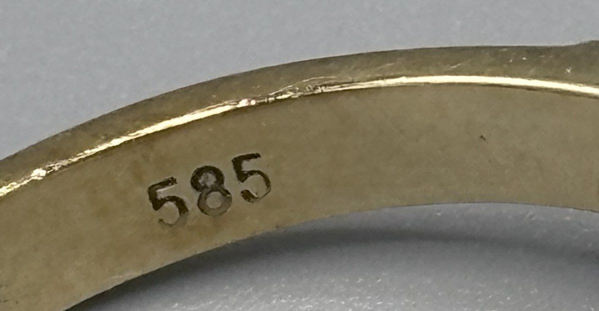 Anelli: 585 Gold Ring mit grossem Türkis Vintage Statement Ring 14K – Usato da Brunnen venduto da mel_79gf 4