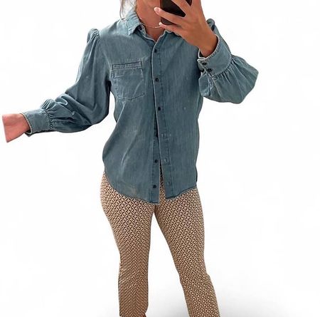 retro denim blouse from other stories size S