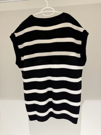 Trendiger Strickpullunder gestreift, Schwarz/Weiss, S