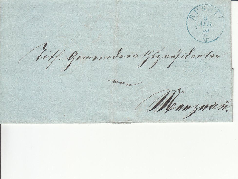 Alle Briefmarken: BOM Ruswil 1855, Irrläufer – Gebraucht aus Bürglen TG von StampGraf