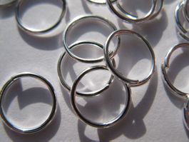 100 Spaltringe, Binderinge versilbert 8x0,6mm