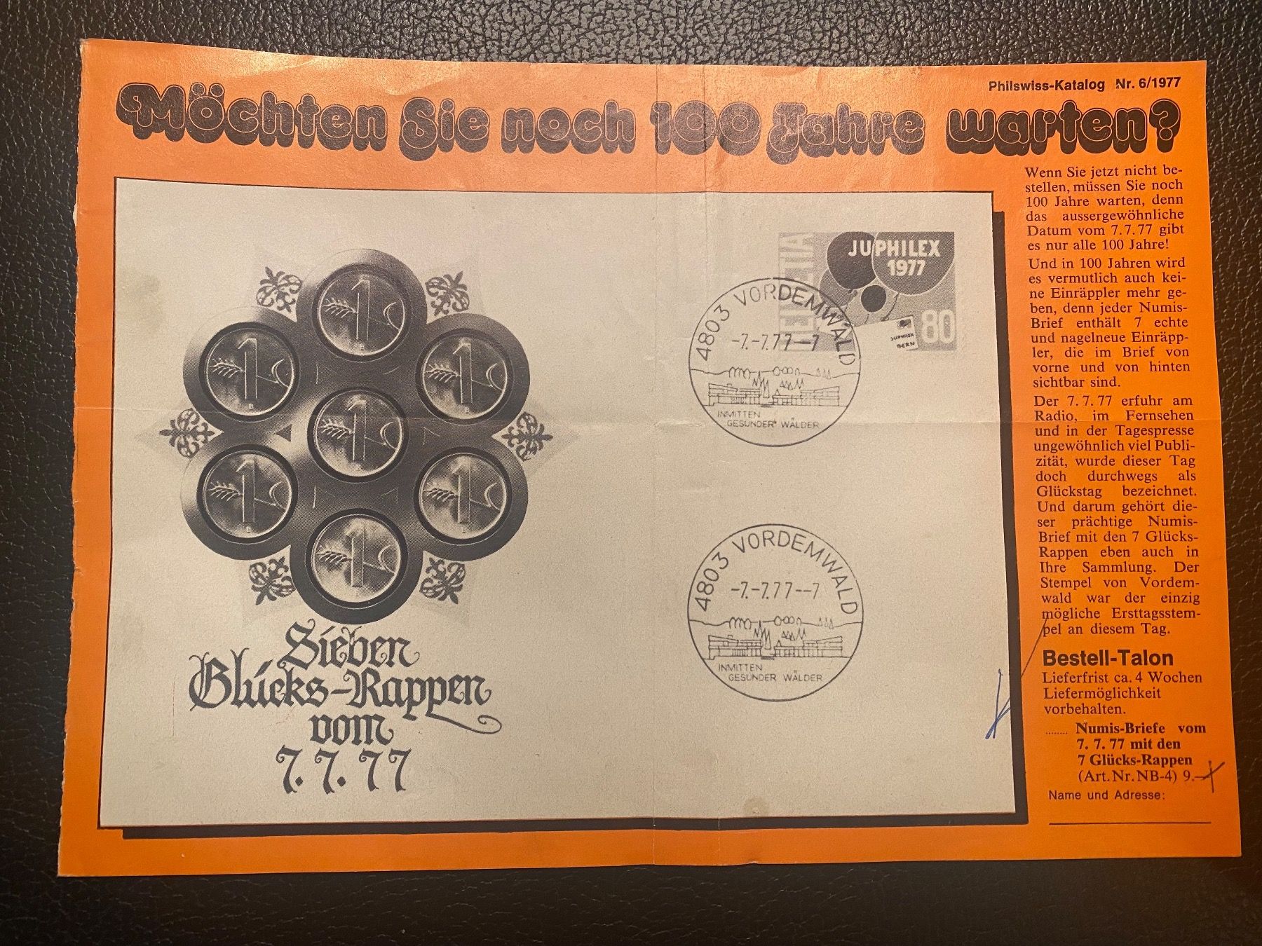 Alle Münzen: Sieben Glücks-Rappen vom 7.7.77 – Gebraucht aus Schwyz von Trofana 2