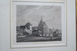 F.Hegi Aquatinta der Wasserkirche in Zürichum 1842