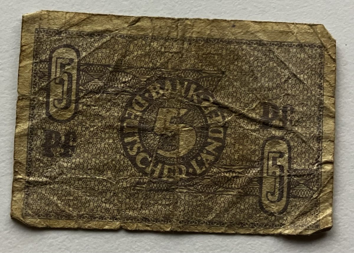 Banconote: Deutschland 5 Pfennig – Usato da Algetshausen venduto da Carrhard 1