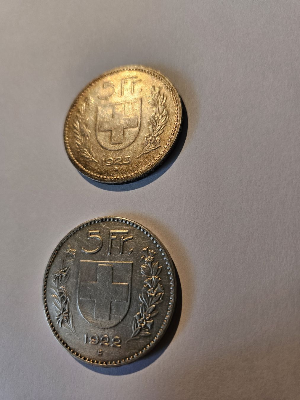 Tutti le monete: 5 Franken 1922 + 1923 – Usato da Volketswil venduto da Kanurivo 1