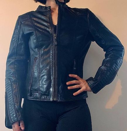 Veste moto cuir - femme - T36