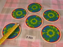 Sous-verres flower power Helvetas vintage ensemble de 6