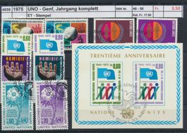 1975 UNO - Genf, Jahrgang komplett, ET - Stempel