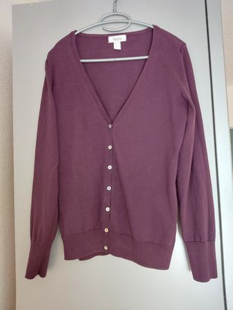 Feinstrickjacke Gr. 40 Heine bordeaux- rot dünne Strickjacke
