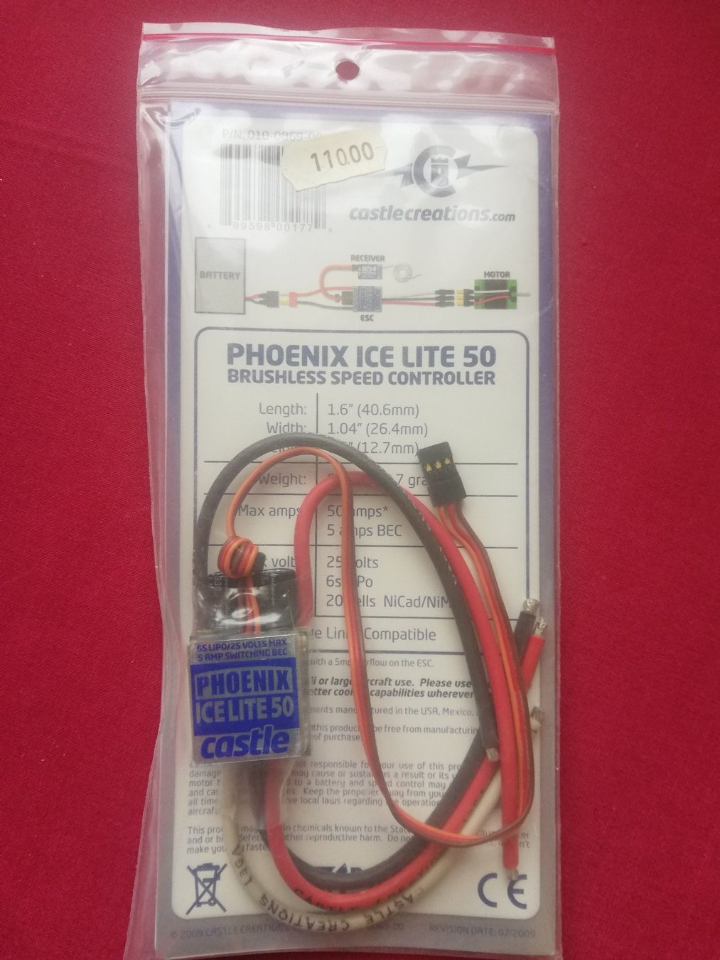 Modellismo RC: CASTLE PHOENIX ICE LITE 50A Brushless Regler – Nuovo e nell'imballaggio originale da Flüh venduto da AMS-Modellbau
