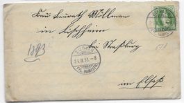 Steh.Helvetia 67A aufBrief nach Schiltigheim
