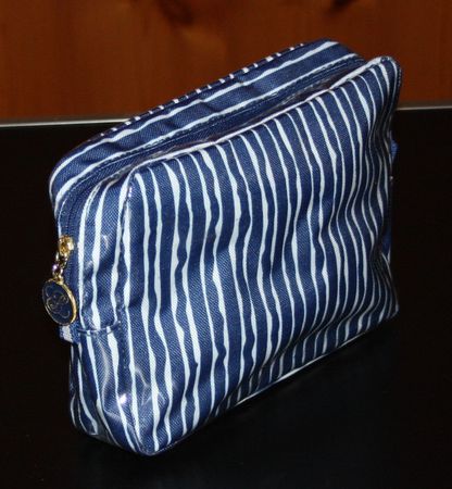 Tasche Etui Schminktasche Kosmetiktasche blau-weiss