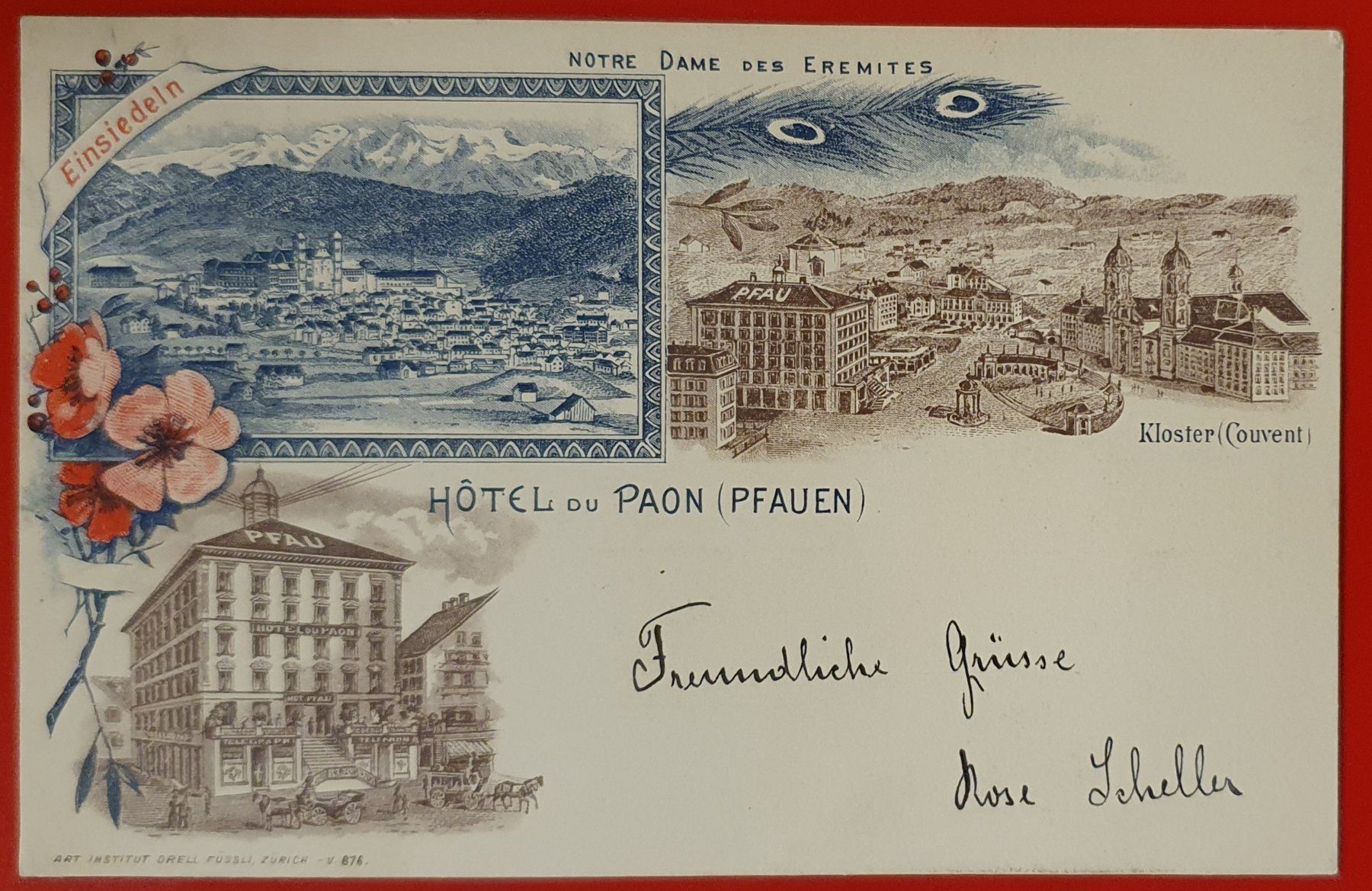 Cartoline postali: Einsiedeln 1907 - Hotel Pfauen – Usato da Kreuzlingen venduto da Rschweiz1