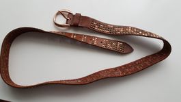 Ledergürtel mit Nieten, Damen, braun, 106 cm