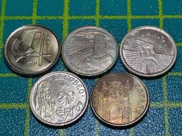 5 verschiedenen Münzen aus Spanien (5 Pesetas)